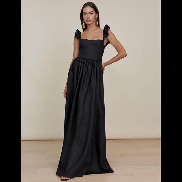 Reformation Dresses & Skirts - REFORMATION Vecchio Dress Tank Straps Midi Linen 10 Medium Sleeveless Ruffle NEW